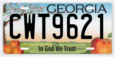 GA license plate CWT9621