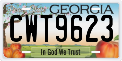 GA license plate CWT9623