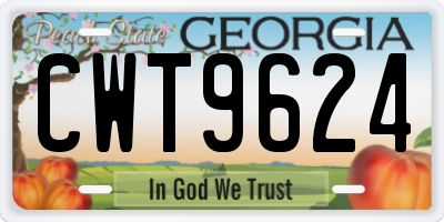 GA license plate CWT9624