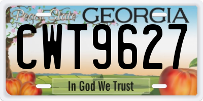 GA license plate CWT9627