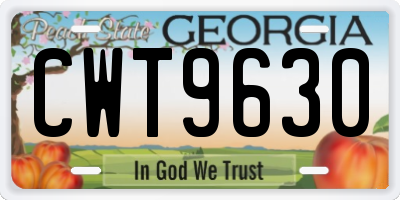 GA license plate CWT9630