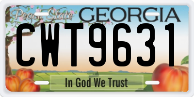 GA license plate CWT9631