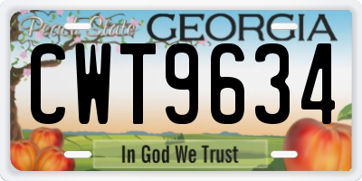 GA license plate CWT9634