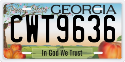 GA license plate CWT9636