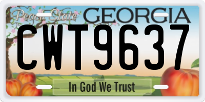GA license plate CWT9637