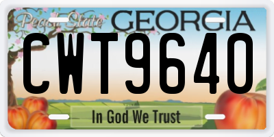 GA license plate CWT9640