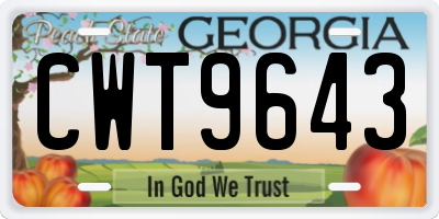 GA license plate CWT9643