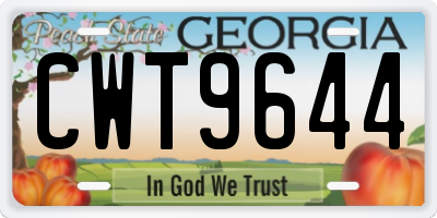 GA license plate CWT9644