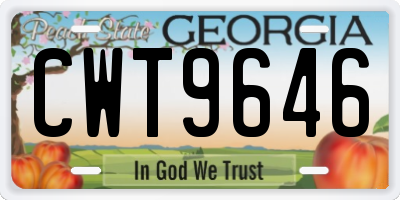 GA license plate CWT9646
