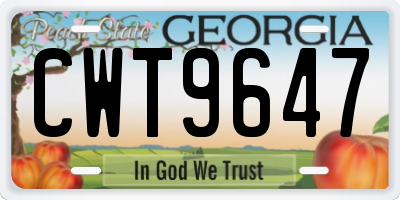 GA license plate CWT9647