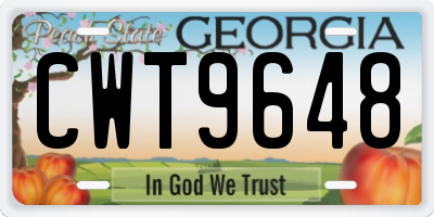 GA license plate CWT9648