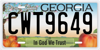 GA license plate CWT9649
