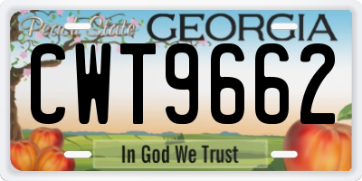 GA license plate CWT9662