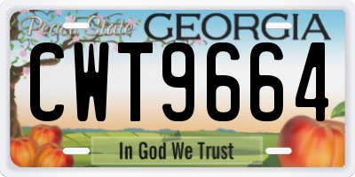 GA license plate CWT9664