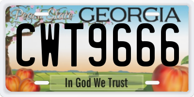 GA license plate CWT9666