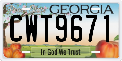 GA license plate CWT9671
