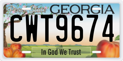 GA license plate CWT9674