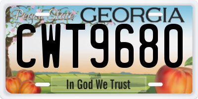 GA license plate CWT9680
