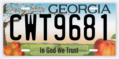 GA license plate CWT9681