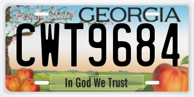 GA license plate CWT9684