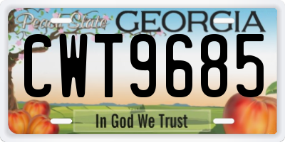 GA license plate CWT9685