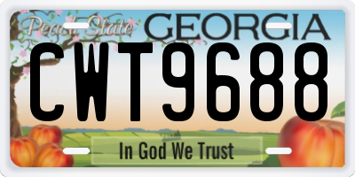 GA license plate CWT9688