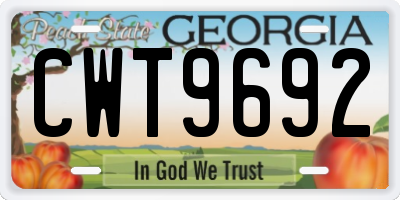 GA license plate CWT9692