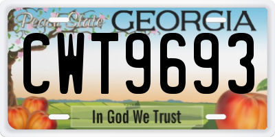 GA license plate CWT9693