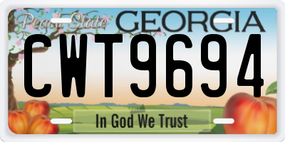 GA license plate CWT9694