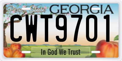 GA license plate CWT9701