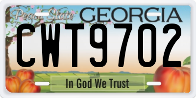 GA license plate CWT9702