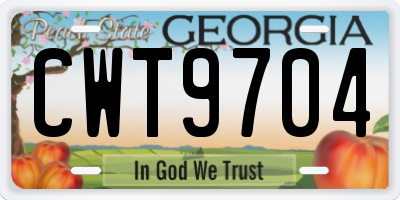GA license plate CWT9704