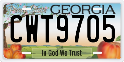 GA license plate CWT9705