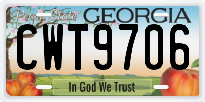 GA license plate CWT9706