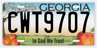 GA license plate CWT9707