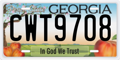 GA license plate CWT9708