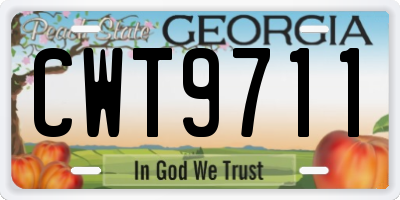 GA license plate CWT9711
