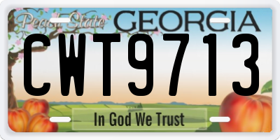 GA license plate CWT9713