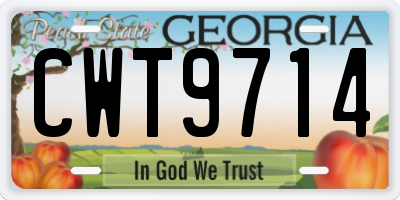 GA license plate CWT9714