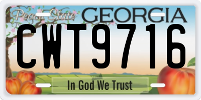 GA license plate CWT9716