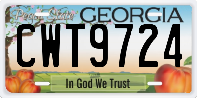GA license plate CWT9724