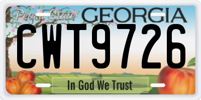 GA license plate CWT9726