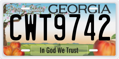 GA license plate CWT9742