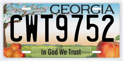 GA license plate CWT9752