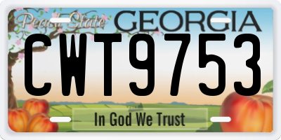 GA license plate CWT9753