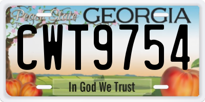GA license plate CWT9754