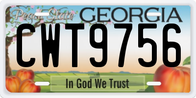 GA license plate CWT9756