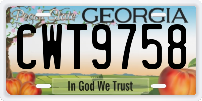 GA license plate CWT9758