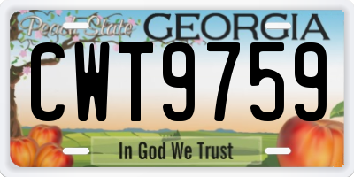 GA license plate CWT9759