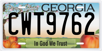 GA license plate CWT9762